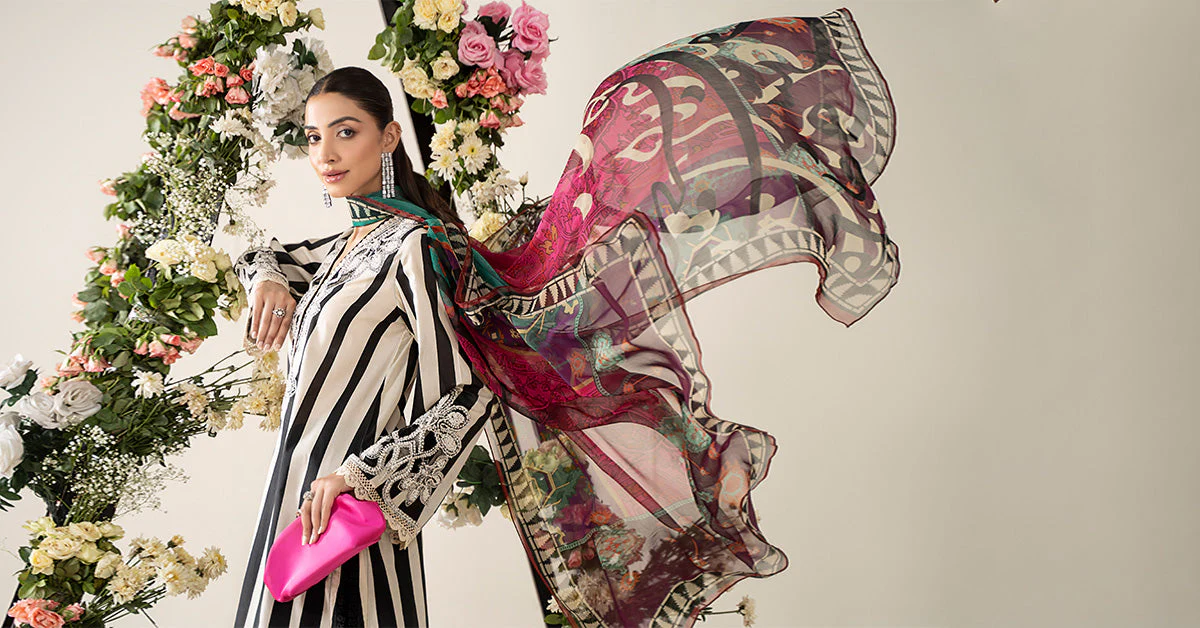 3 Piece Embroidered Lawn Suit | MPS-2609-B